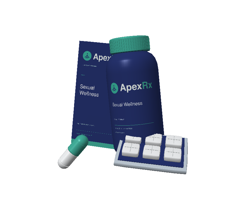 Capsule packaging, troche tray and carton in illustrative navy and teal packaging